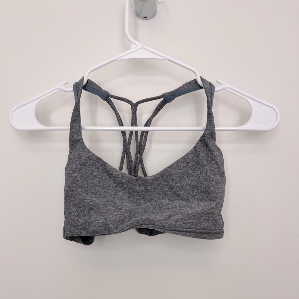 LuluLemon gray strappy sports bra, size 2